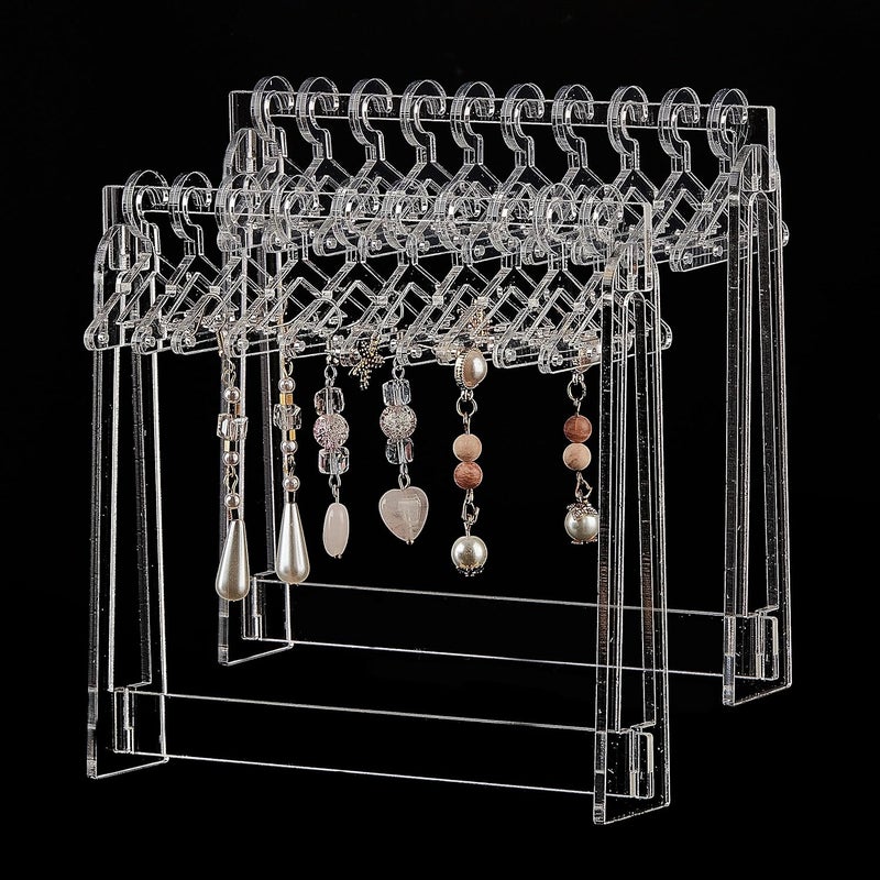 TPGP FINGERINSPIRE Clear Acrylic Earrings Display Stand - 2 Sets with Mini Hangers - Image 1