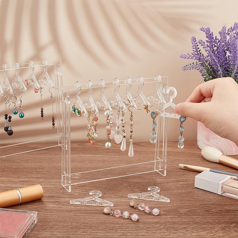 TPGP FINGERINSPIRE Clear Acrylic Earrings Display Stand - 2 Sets with Mini Hangers - Image 3