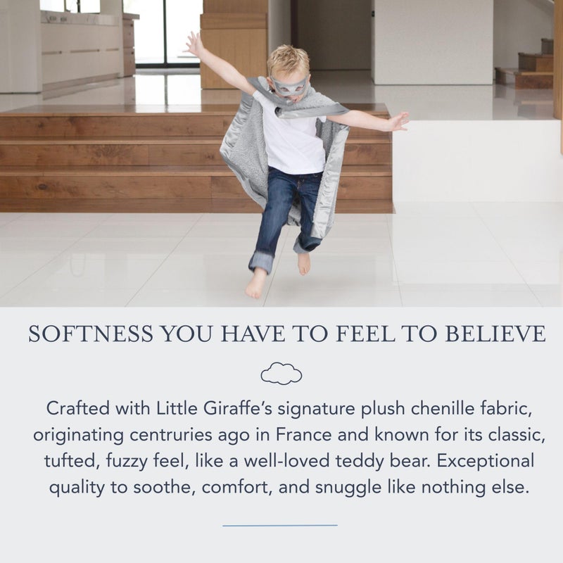 Little Giraffe Chenille Baby Blanket â€“ 29x35â€ Soft Chenille with Satin Trim, Silver | Ultra-Soft, Gentle & Safe, Lightweight & Breathable for Newborns & Toddlers - Image 4