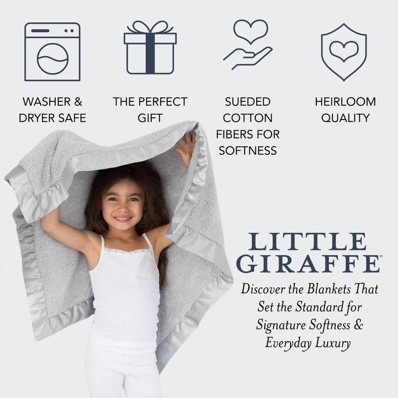 Little Giraffe Chenille Baby Blanket â€“ 29x35â€ Soft Chenille with Satin Trim, Silver | Ultra-Soft, Gentle & Safe, Lightweight & Breathable for Newborns & Toddlers - Image 5