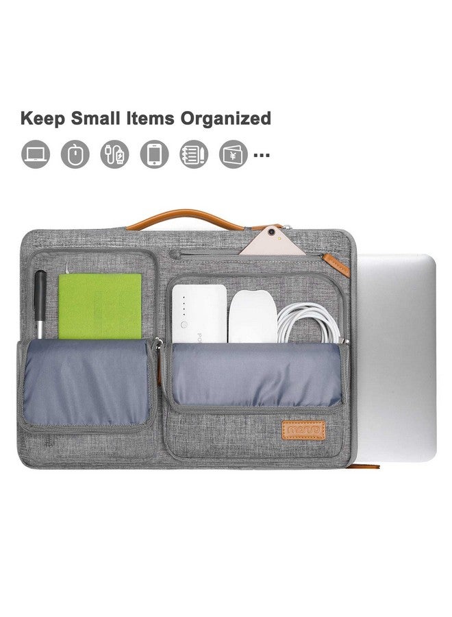 موسيسو حقيبة حماية للكمبيوتر المحمول من موسيسو 360 متوافقة مع ماك بوك اير/برو، نوت بوك 13-13.3 بوصة، متوافقة مع ماك بوك برو 14 بوصة M4 M3 M2 M1، حقيبة مفتوحة من الجانب مع 4 جيوب بسحاب ومقبض، رمادي - Image 2