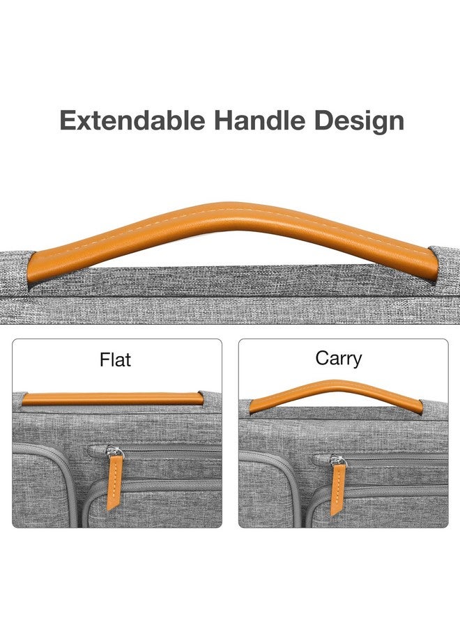 موسيسو حقيبة حماية للكمبيوتر المحمول من موسيسو 360 متوافقة مع ماك بوك اير/برو، نوت بوك 13-13.3 بوصة، متوافقة مع ماك بوك برو 14 بوصة M4 M3 M2 M1، حقيبة مفتوحة من الجانب مع 4 جيوب بسحاب ومقبض، رمادي - Image 5