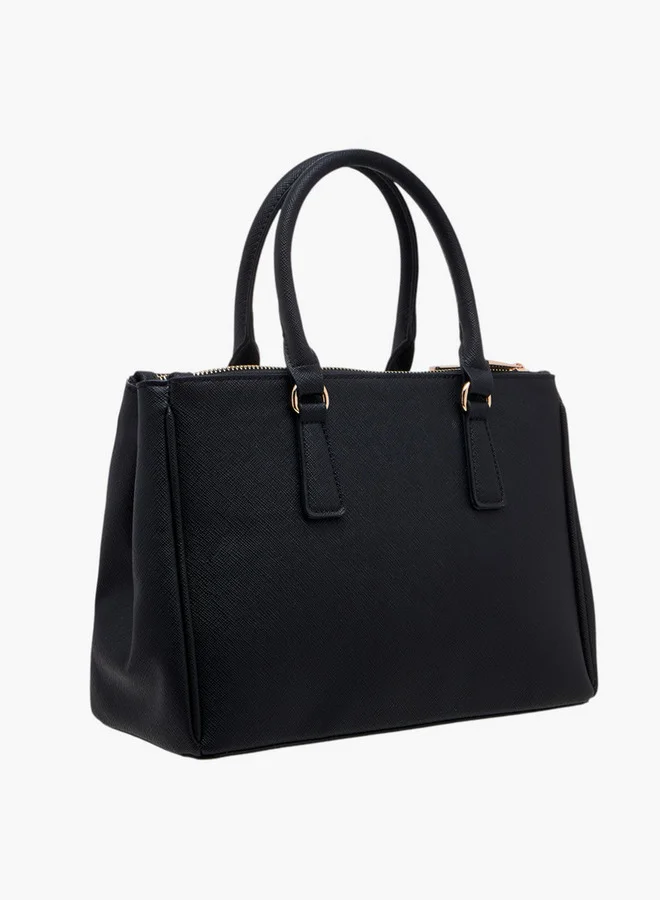 Flora Bella By Shoexpress Solid Tote Bag with Zip Closure and Adjustable Strap