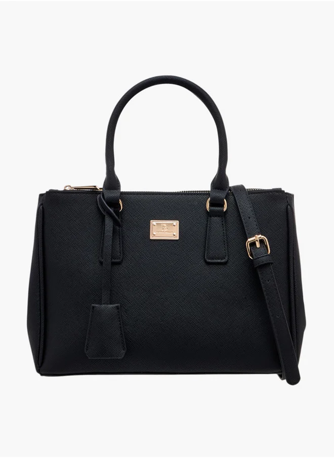 Flora Bella By Shoexpress Solid Tote Bag with Zip Closure and Adjustable Strap