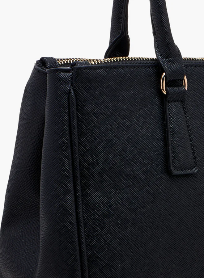 Flora Bella By Shoexpress Solid Tote Bag with Zip Closure and Adjustable Strap