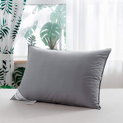 Eastwarmth Goose Down Feather Bed Pillows for Sleeping,Medium Firm,Soft Support Grey Color Standard Size One Pillow - Image 1