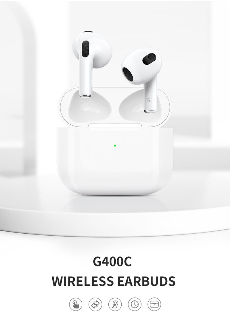 Recci True Wireless Earbuds with HD Sound Bluetooth Earphones, Titanium Film Speaker, Smart Touch, 38.5H Playtime Long Battery Life, Bluetooth 5.3, Comfort Fit for Gym/Travel/Daily Use White  - Image 2
