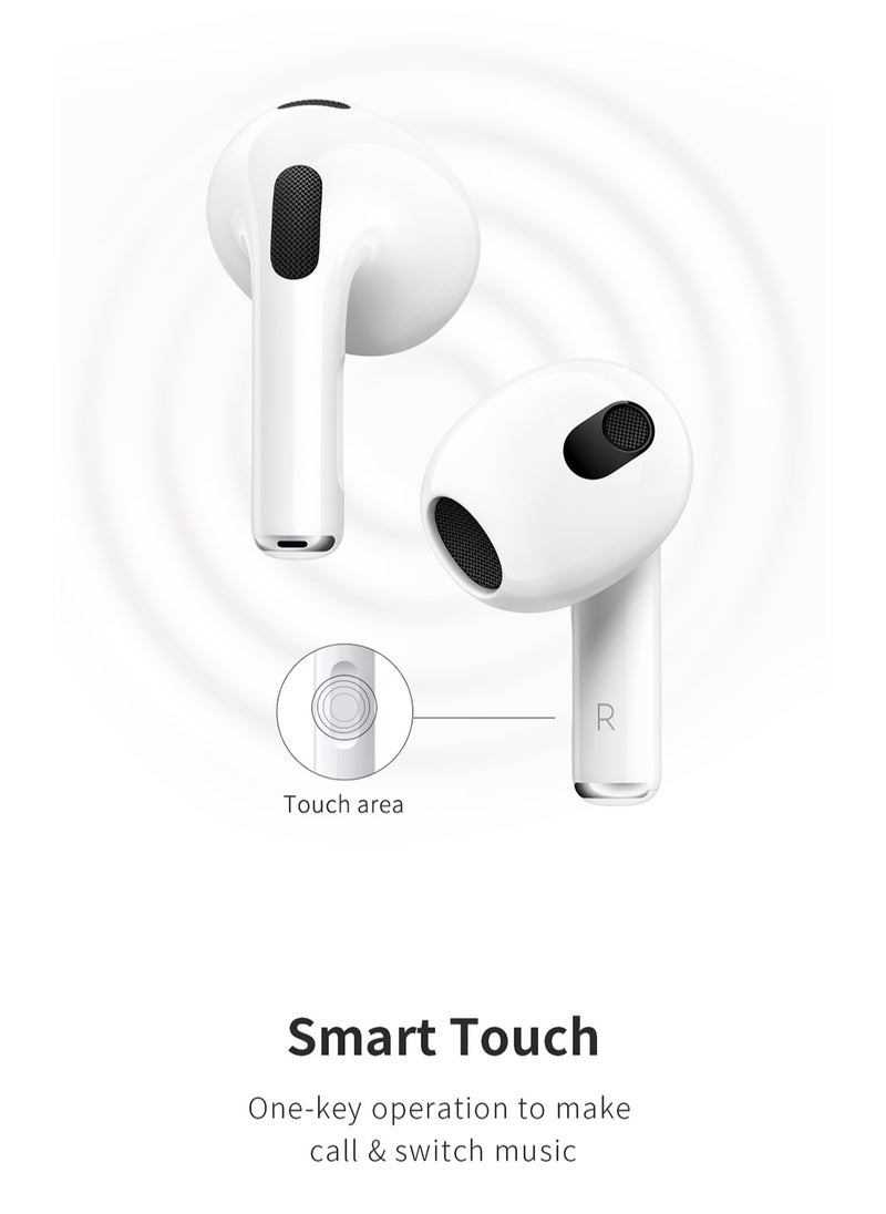 Recci True Wireless Earbuds with HD Sound Bluetooth Earphones, Titanium Film Speaker, Smart Touch, 38.5H Playtime Long Battery Life, Bluetooth 5.3, Comfort Fit for Gym/Travel/Daily Use White  - Image 4