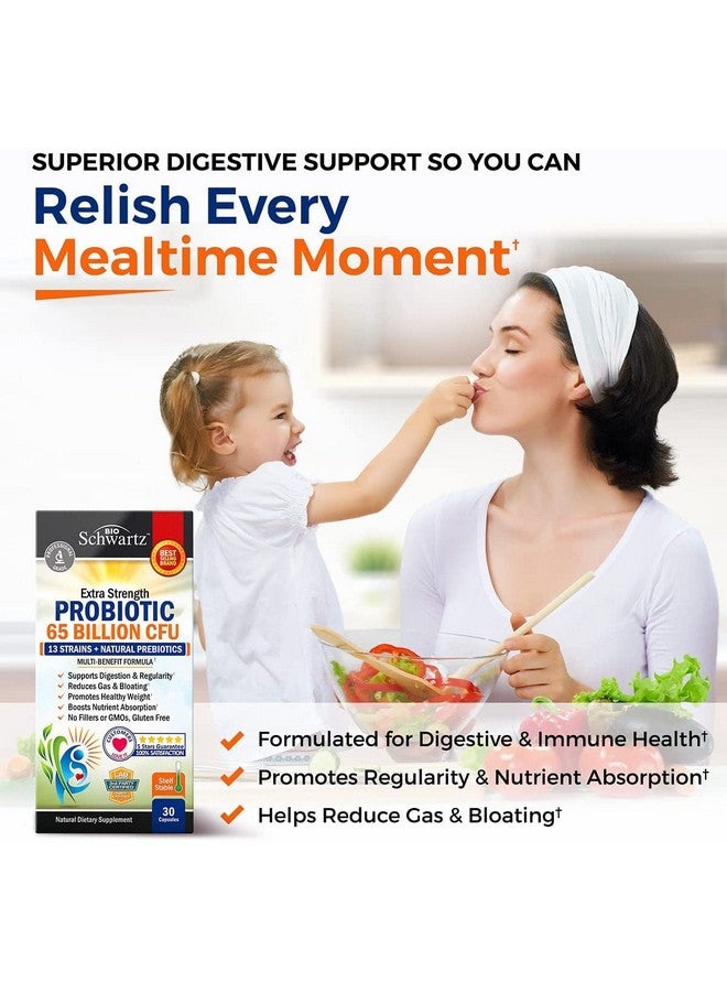بيو شوارتز بروبيوتيك 65 مليار - بروبيوتيك مع بريبيوتيك للنساء والرجال - كبسولات لاكتوباسيلوس أسيدوفيلوس لصحة الجهاز الهضمي - تقنية الإطلاق المستهدف - مكمل غذائي مستقر على الرف، غير معدل وراثيًا، خالٍ من منتجات الألبان - 30 قرصًا - Image 4