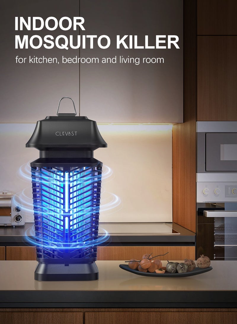 Bug Zapper Outdoor - Electric Mosquito Killer with LED UV Light, Waterproof Fly Trap for Patio, Yard, Garden, Indoor Use, Black Insect Zapper Lamp