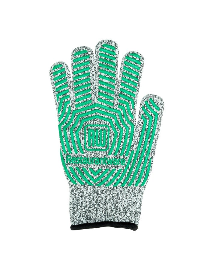 Restaurantware قفازات قطع كبيرة، 1 زوج من قفازات مقاومة للقطع لفتح المحار - مستوى 5، غير قابلة للانزلاق، قفازات من البولي إيثيلين الرمادي وشبكة الألياف الزجاجية، مناسبة للطعام، لقطع اللحم أو تنظيف السمك - Image 1