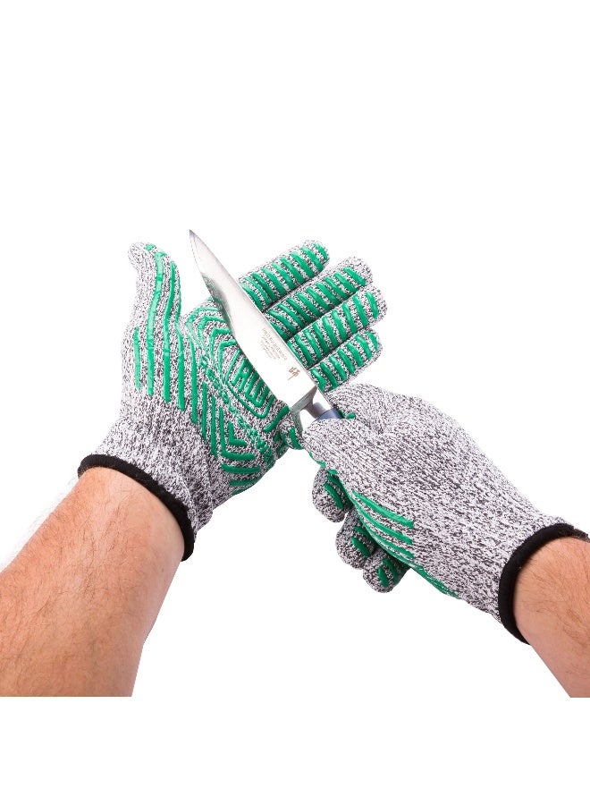 Restaurantware قفازات قطع كبيرة، 1 زوج من قفازات مقاومة للقطع لفتح المحار - مستوى 5، غير قابلة للانزلاق، قفازات من البولي إيثيلين الرمادي وشبكة الألياف الزجاجية، مناسبة للطعام، لقطع اللحم أو تنظيف السمك - Image 2