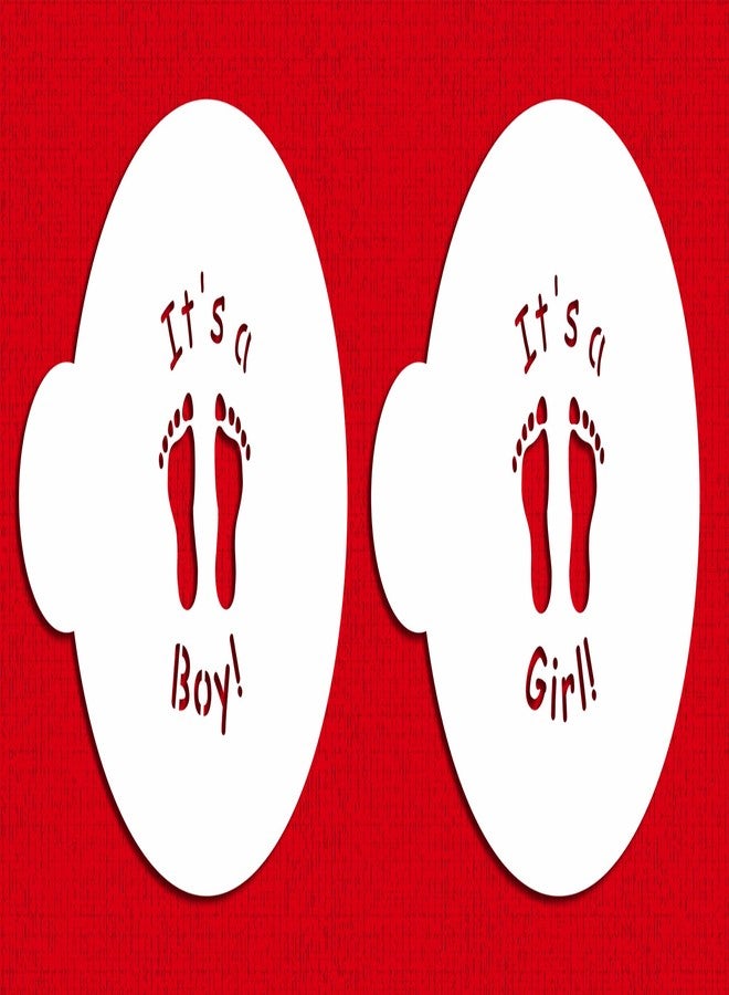 Designer Stencils C064 It's a Boy/girl Cookie Stencil - 3.5 Inch, Beige/semi-transparent - Image 1