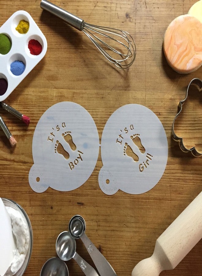 Designer Stencils C064 It's a Boy/girl Cookie Stencil - 3.5 Inch, Beige/semi-transparent - Image 4