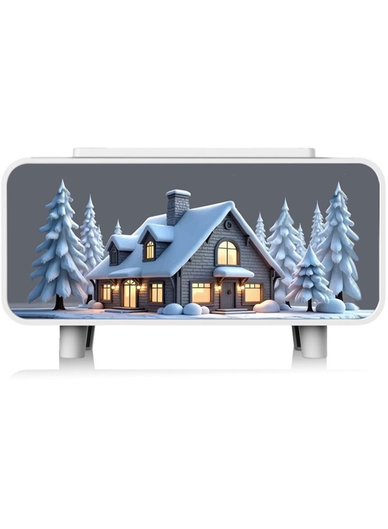 Realistic three-color flame effect fragrance diffuser with LED lighting - Ultrasonic air humidifier - Sea and warm color changing - Stylish decorative design, quiet and safe operation (Ice House) - Image 5