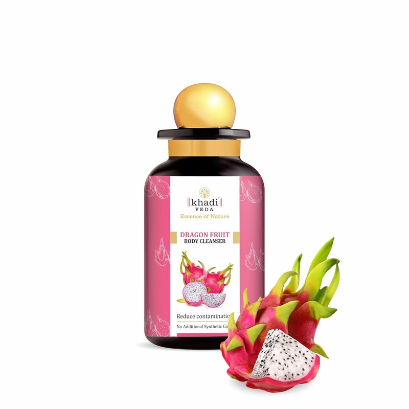 Khadi Veda Dragon Fruit Body Cleanser 300ml Bottle Helps in Reduced Contamination Improve Skin Texture Suitable for Unisex - Image 1