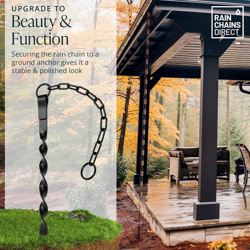Rain Chains Direct Store - Rain Chain Ground Anchor/Stake - Aluminum - Black Powder Coated - for Rain Chains - Image 2