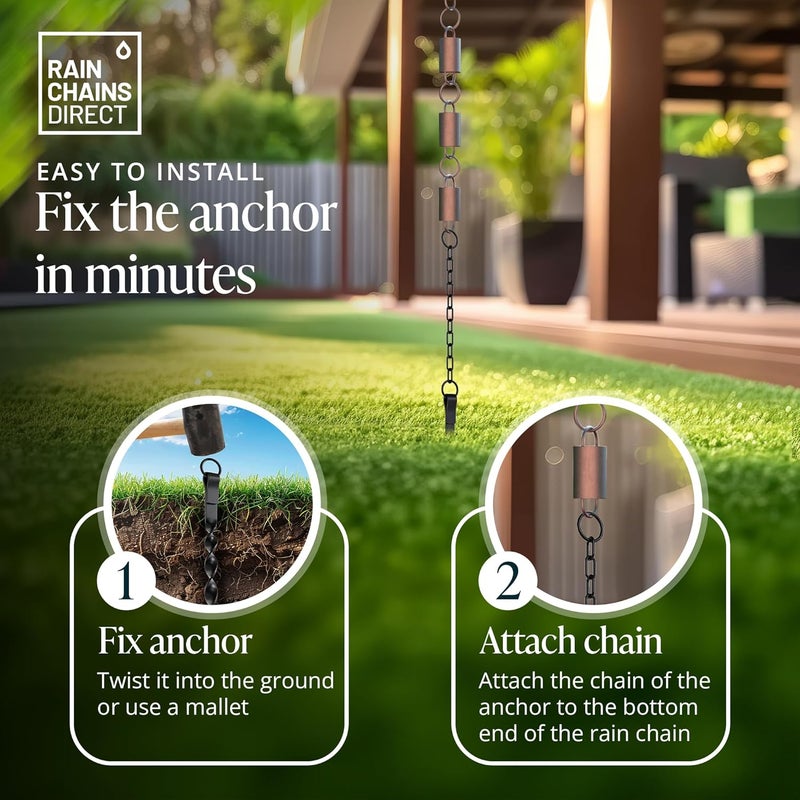 Rain Chains Direct Store - Rain Chain Ground Anchor/Stake - Aluminum - Black Powder Coated - for Rain Chains - Image 3