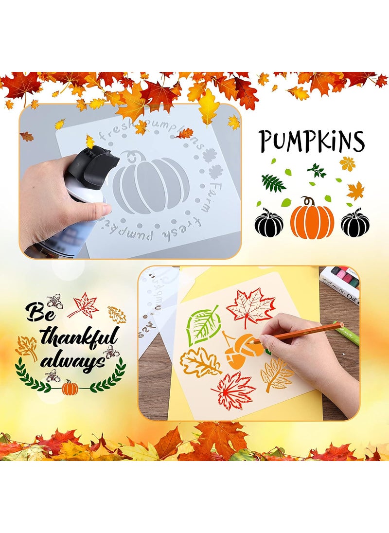 Outus - 20 Pieces Fall Thanksgiving Stencils Reusable Fall Painting Stencil Autumn Pumpkin Stencils Harvest Blessings Stencil for Home Farmhouse Decor DIY Crafts, 9.8 x 5.9 inch, 7.9 x 7.9 inch - Image 1