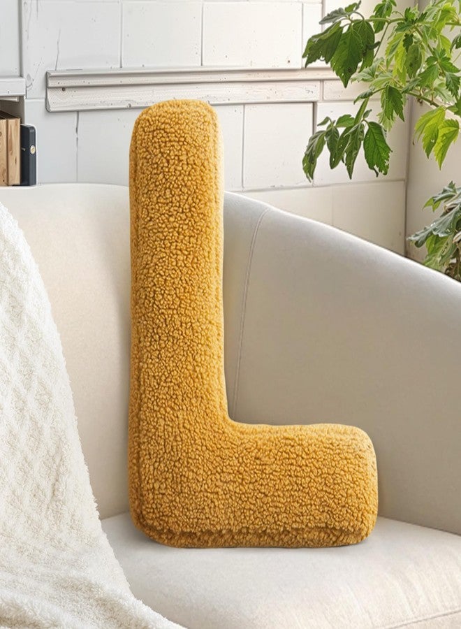 huraty Alphabet L Pillow Ginger Initial Letter Cushion Decorative Nursey Pillow Lambs Wool Novelty Room Decor (L, 14.9" Lx11.8 W) - Image 1