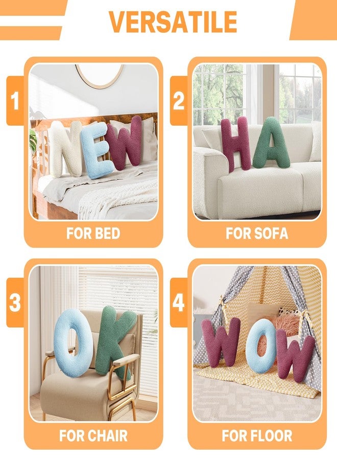 huraty Alphabet L Pillow Ginger Initial Letter Cushion Decorative Nursey Pillow Lambs Wool Novelty Room Decor (L, 14.9" Lx11.8 W) - Image 5