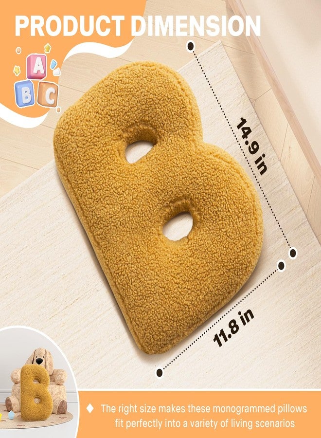 huraty Alphabet L Pillow Ginger Initial Letter Cushion Decorative Nursey Pillow Lambs Wool Novelty Room Decor (L, 14.9" Lx11.8 W) - Image 2