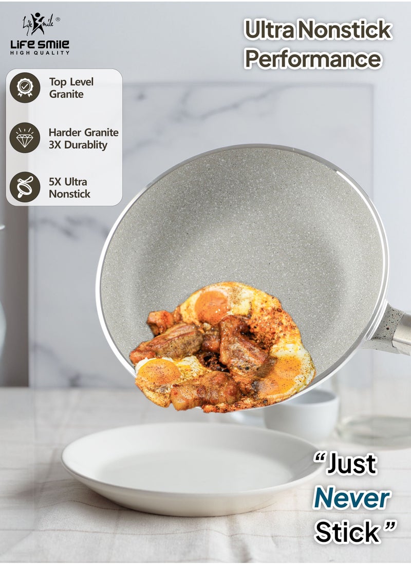Life Smile - Cookware Set Granite Non Stick 100% PFOA Free - 21 pieces Induction Pots and Pans Set Include Casseroles,Fry Pans,Hot Pot,Double Grill Pan,Frying Basket,Kitchen Utensils (Dark Grey) - Image 1