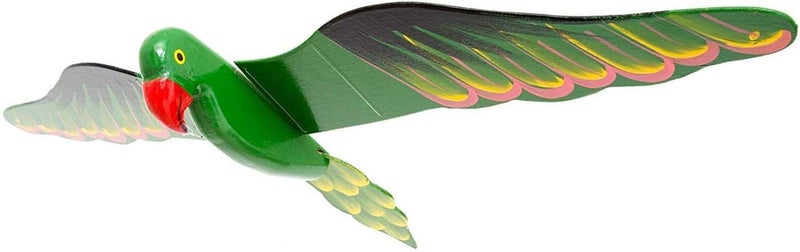 WitnyStore Wooden Flying Bird Mobile 24" Green Parrot Hand Made Painted Wood Flapping Wing Birds Hanging Ceiling Decor Wind Chimes Handcrafted Art Animal Decorative Collectibles Décor Gifts Souvenirs - Image 2