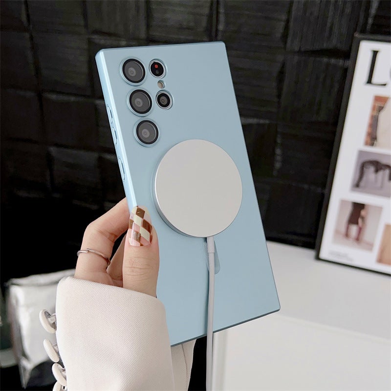 magsafe for Samsung S25ultra Phone Case Magnetic Metallic Paint S24plus with Lens Film S23U Soft - Image 3