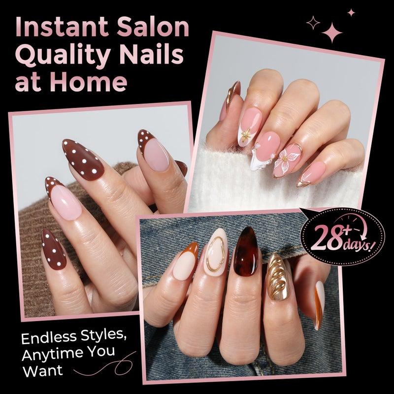 Luckyfairy Almond Nail Tips: 240pcs Pointed Almond Soft Gel Nail Tips, Pre-shape Short Nails, Half Matte Full Cover Clear Acrylic Fake Press On Nails for Nail Extension Home Nail Art 12 Sizes Gelly Tips - Image 2