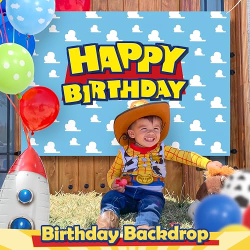 Winrayk 154Pcs Toy Inspired Story Birthday Party Decorations Supplies for Kids Teen, Balloon Arch with Backdrop Tablecloth Cow Print Balloons Star Rocket, Cartoon Game Girls Boys Birthday Party Decor - Image 5