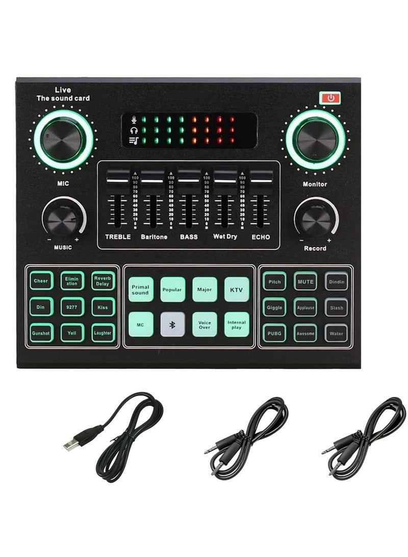 AudioMixer with Sound Effects V9 Live Sound Card Live Streaming Device Compatible with Phones, Computers and Tablets - Image 1