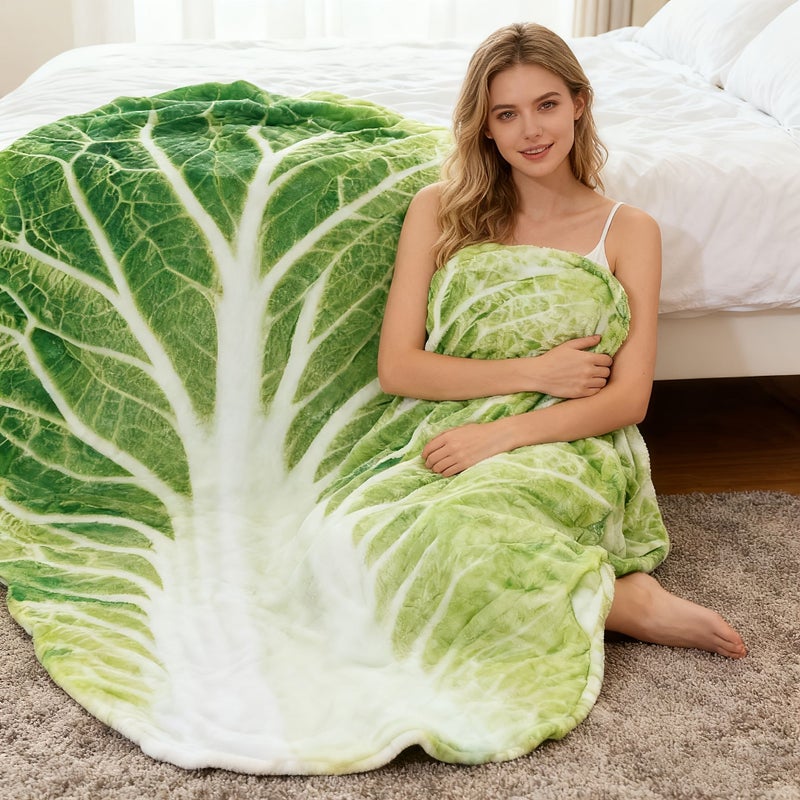 Cabbage Shaped Flannel Blanket 59x79 Inch Warm Skin Friendly Washable Wear Resistant - Image 2