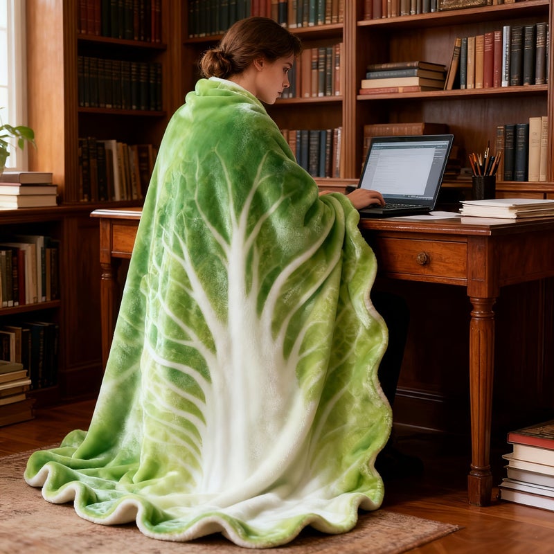 Cabbage Shaped Flannel Blanket 59x79 Inch Warm Skin Friendly Washable Wear Resistant - Image 1