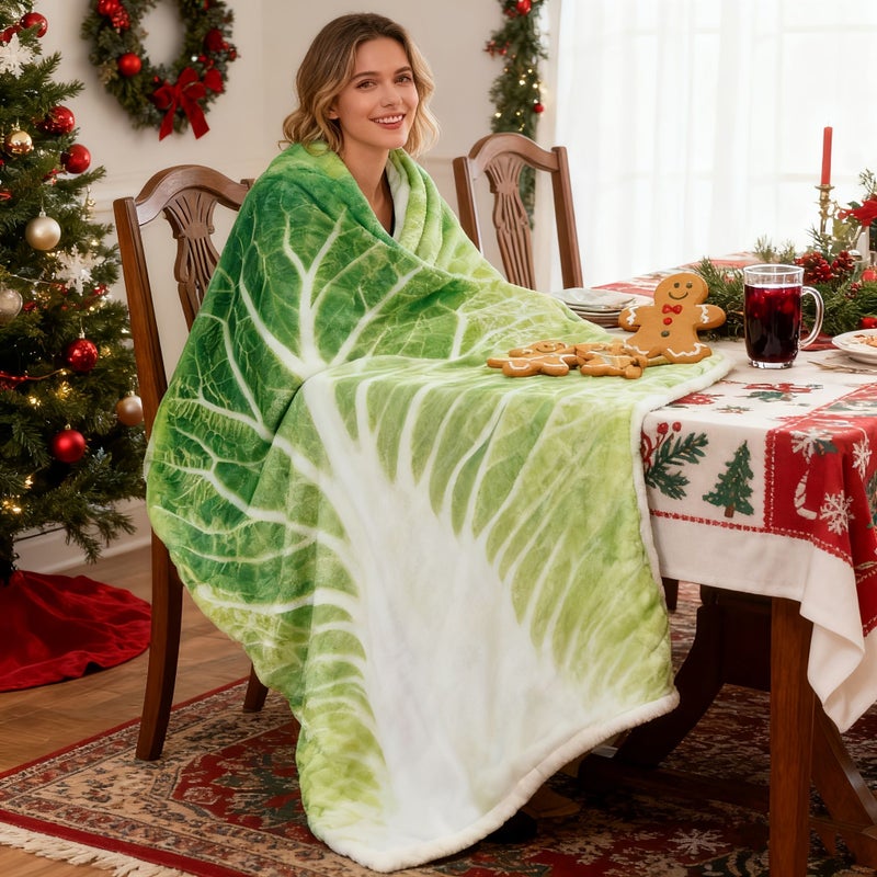 Cabbage Shaped Flannel Blanket 59x79 Inch Warm Skin Friendly Washable Wear Resistant - Image 3