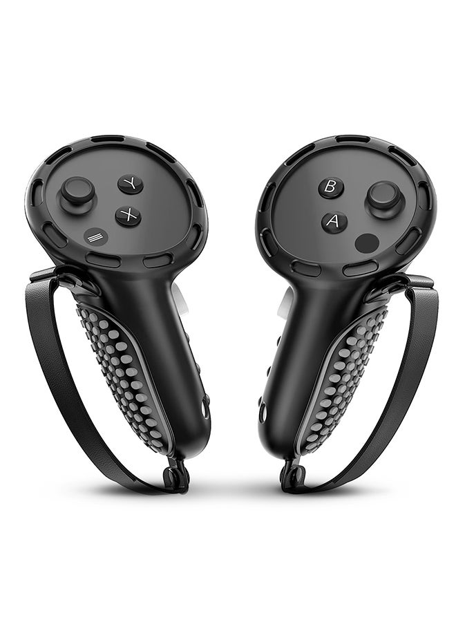 O Ozone Controller Grip for Meta Quest 3S Oculus Quest 3 VR Accessories Grips Cover for VR Touch Controllers Straps Silicone Covers Protector - Black