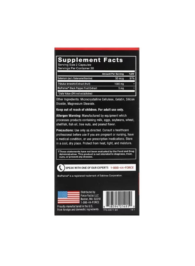 Force Factor Tribulus Terrestris Testosterone Booster 60 Capsules - Image 2