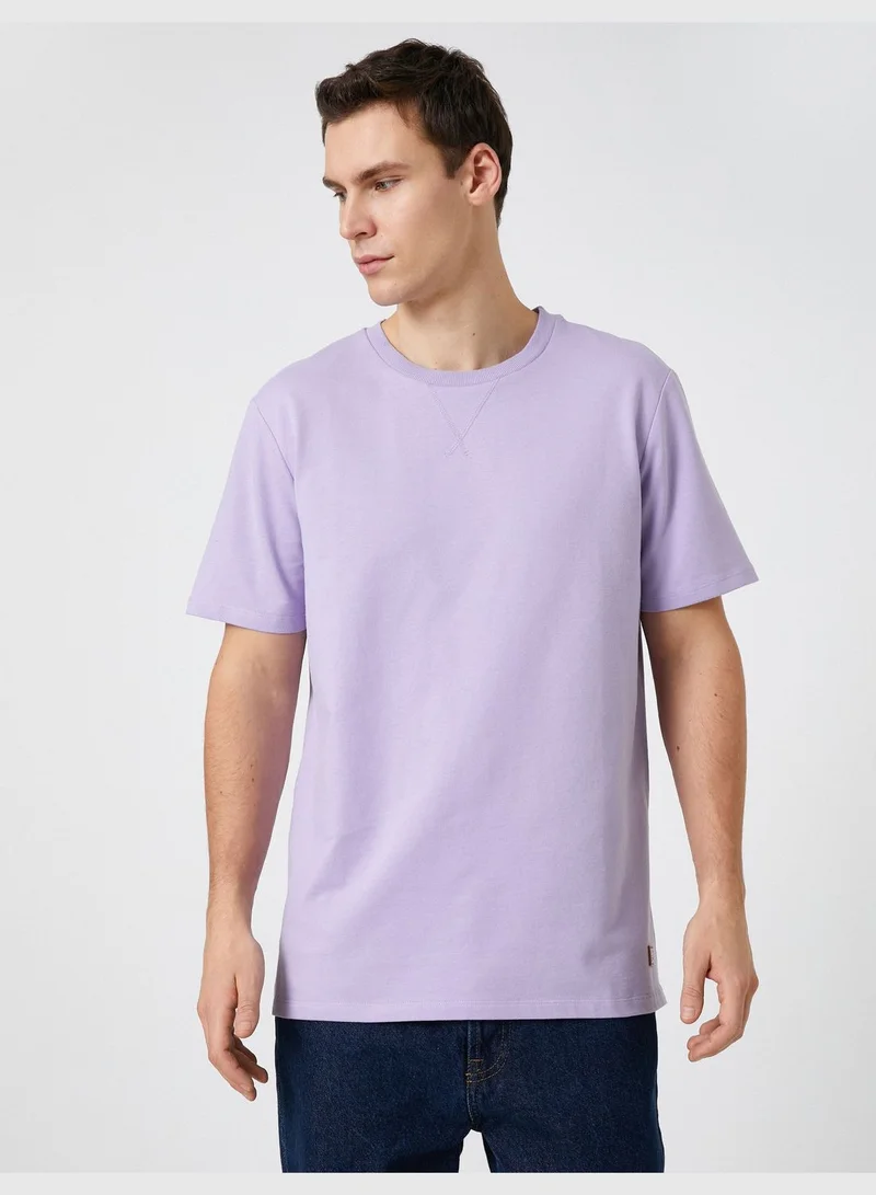 KOTON Basic T-Shirt Tag Detailed Crew Neck Short Sleeve