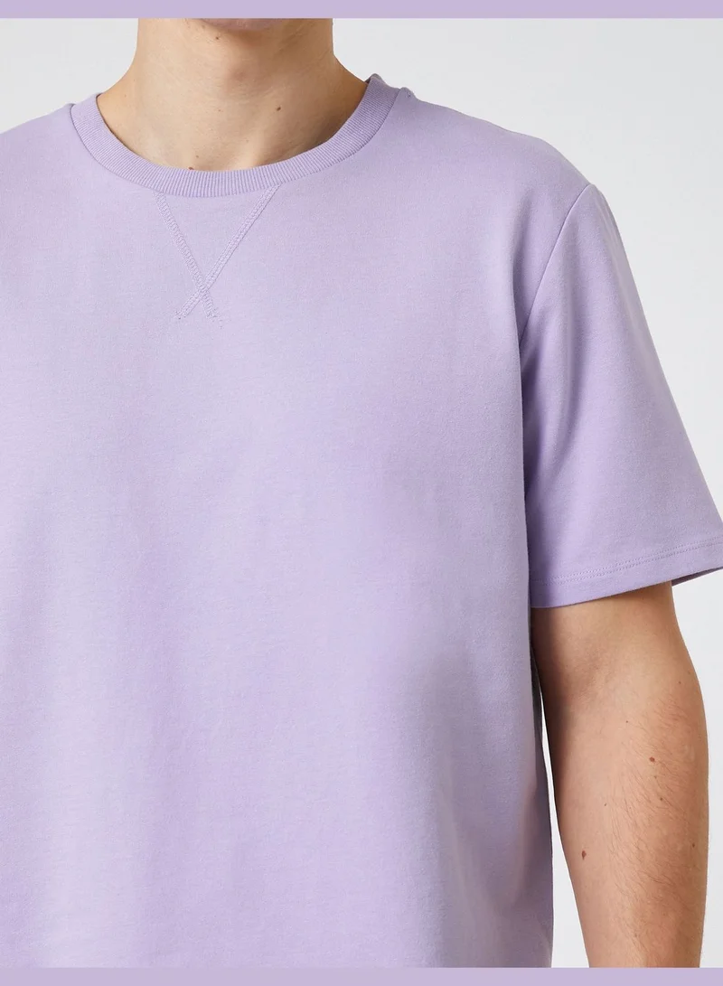 KOTON Basic T-Shirt Tag Detailed Crew Neck Short Sleeve