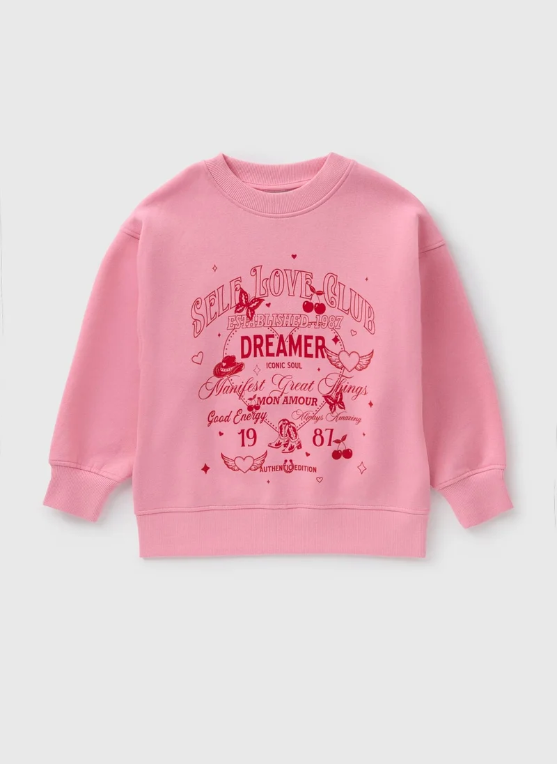 Matalan Girls Pink Self Love Oversized Sweatshirt