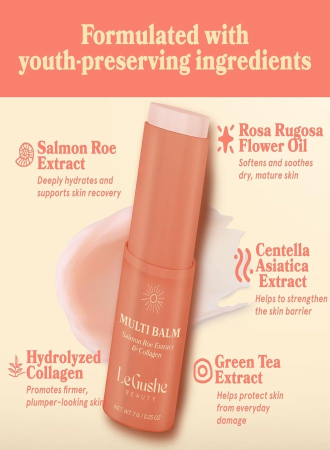 LE GUSHE All-in-One Face Balm Stick - Under Eye Brightener, Anti-Aging Under Eye Balm Stick with Salmon Roe Extract & Collagen - For Fine Lines & Wrinkles - Use on Face, Forehead, Neck - Image 5