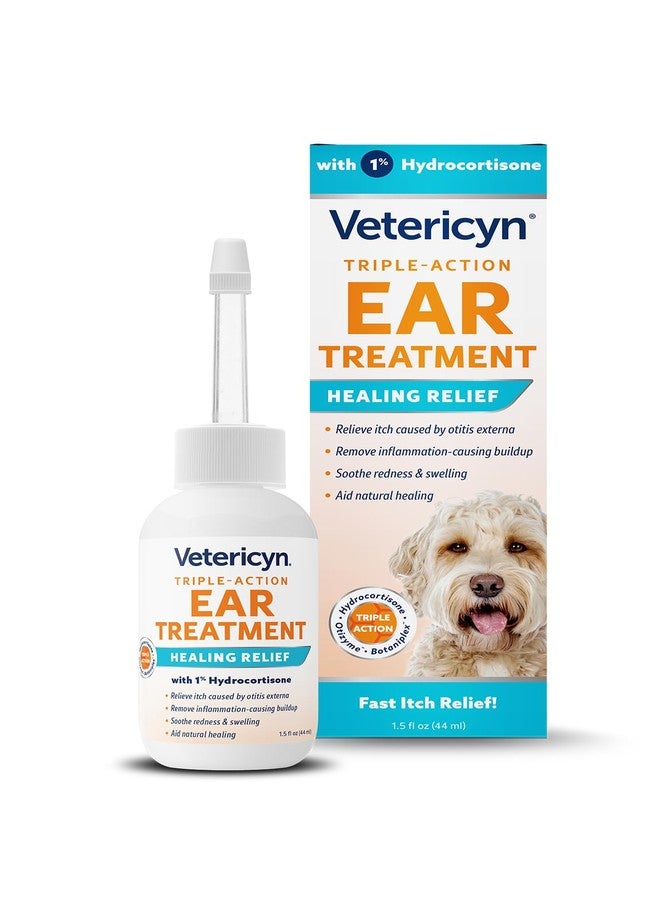 Vetericyn Triple-Action Ear Treatment for Dogs & Cats - 1% Hydrocortisone Ear Drops for Dog Ear Infection Relief - Fast Itch Relief & Healing with Otizyme Blend. 1.5 Ounce - Image 1