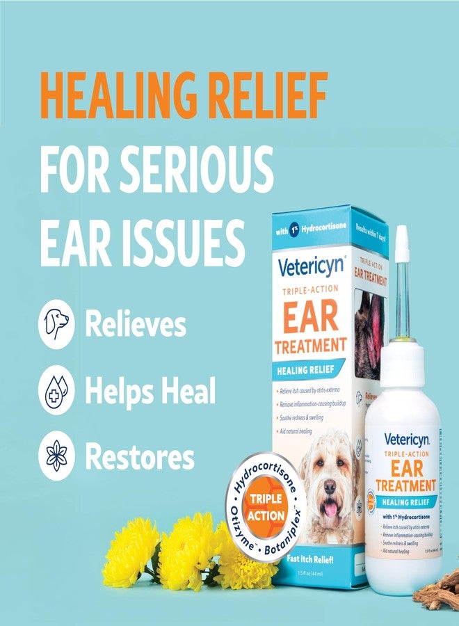 Vetericyn Triple-Action Ear Treatment for Dogs & Cats - 1% Hydrocortisone Ear Drops for Dog Ear Infection Relief - Fast Itch Relief & Healing with Otizyme Blend. 1.5 Ounce - Image 3