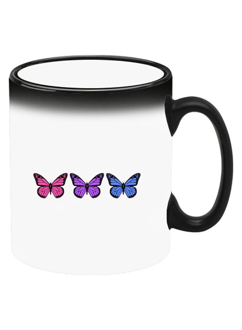 Theodor Color Changing Heat Sensitive Ceramic Mug, Image Revealed When HOT Liquid is Added! Butterflies - Image 2