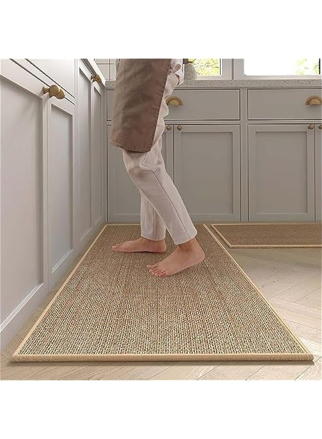 TRASSLE 2 PCS Kitchen Rugs and Mats, Rugs and Mats Washable Non-Skid Natural Rubber Runner Rugs Set for Kitchen Floor Front of Sink, Hallway, Laundry Room  - Image 1