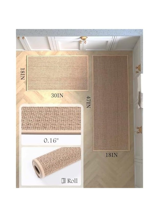 TRASSLE 2 PCS Kitchen Rugs and Mats, Rugs and Mats Washable Non-Skid Natural Rubber Runner Rugs Set for Kitchen Floor Front of Sink, Hallway, Laundry Room  - Image 2