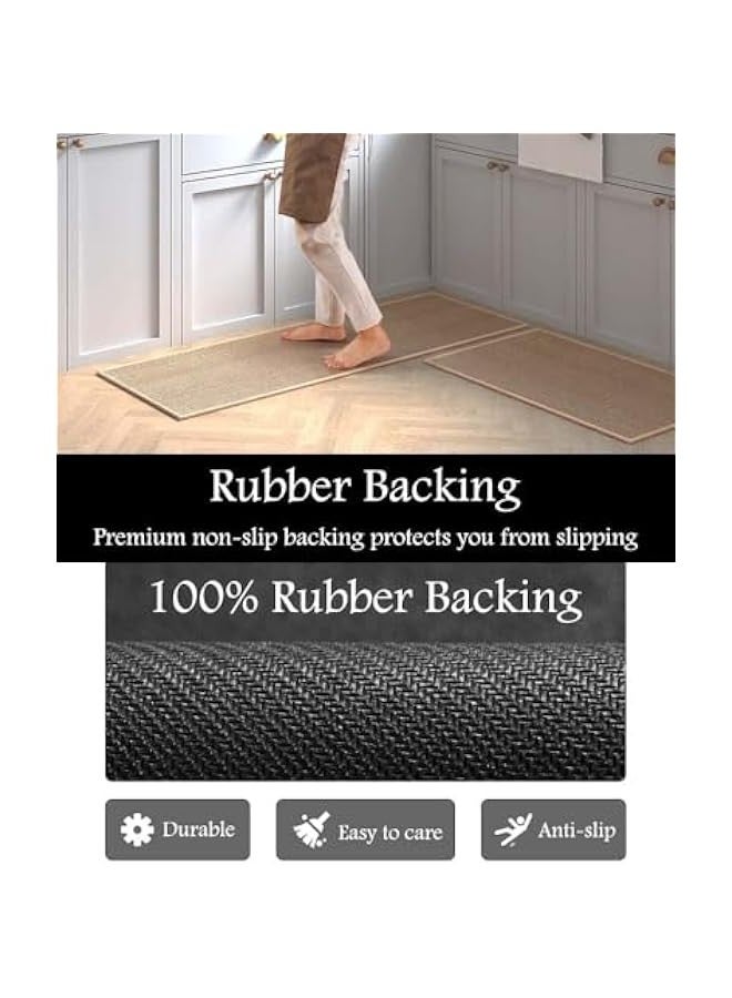 TRASSLE 2 PCS Kitchen Rugs and Mats, Rugs and Mats Washable Non-Skid Natural Rubber Runner Rugs Set for Kitchen Floor Front of Sink, Hallway, Laundry Room  - Image 3