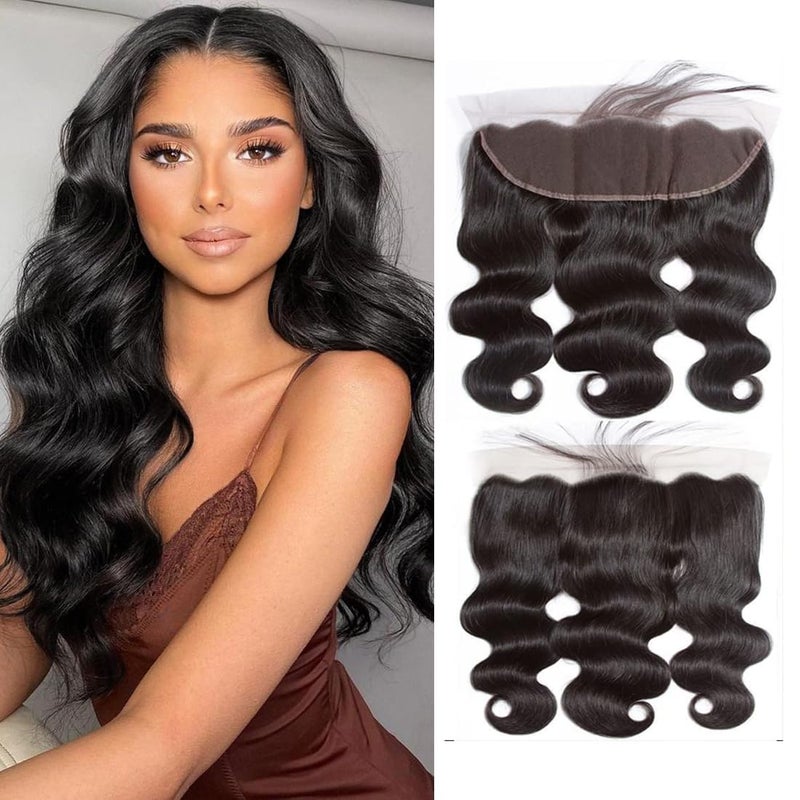 Selina Hair 13x4 Body Wave Lace Closure Human Hair Hd Lace Frontal Closure Brazilian Virgin Hair Extensions Pre Plucked with Baby Hair 16 Inch