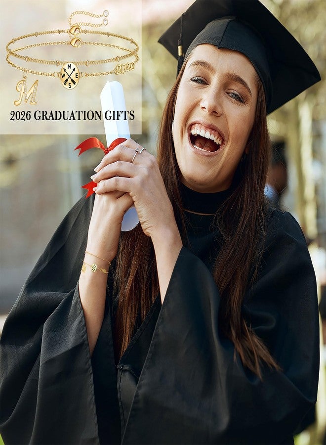 Hidepoo Graduation Gifts Bracelet for Her - Class of 2026 Graduation Bracelets for Women Compass Layered Initial A Bracelet Gift for Women Senior College Gifts 2026 - Image 5