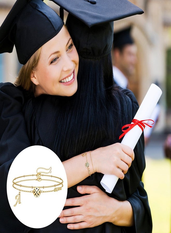 Hidepoo Graduation Gifts Bracelet for Her - Class of 2026 Graduation Bracelets for Women Compass Layered Initial A Bracelet Gift for Women Senior College Gifts 2026 - Image 4